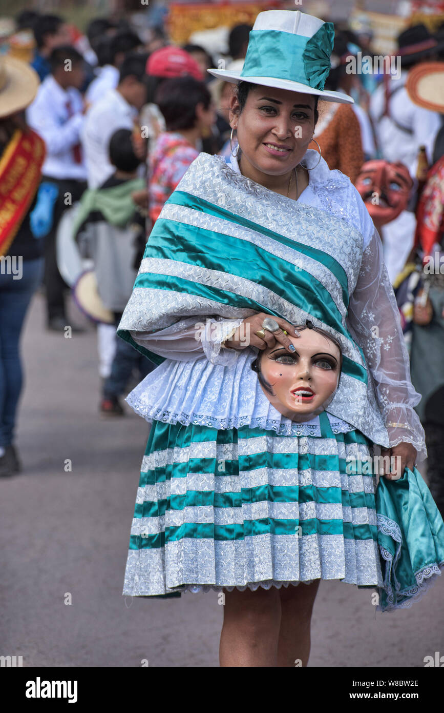 Teilnehmer an der wilden Virgen del Carmen Festival, in Pisac und Paucartambo, Peru gehalten Stockfoto