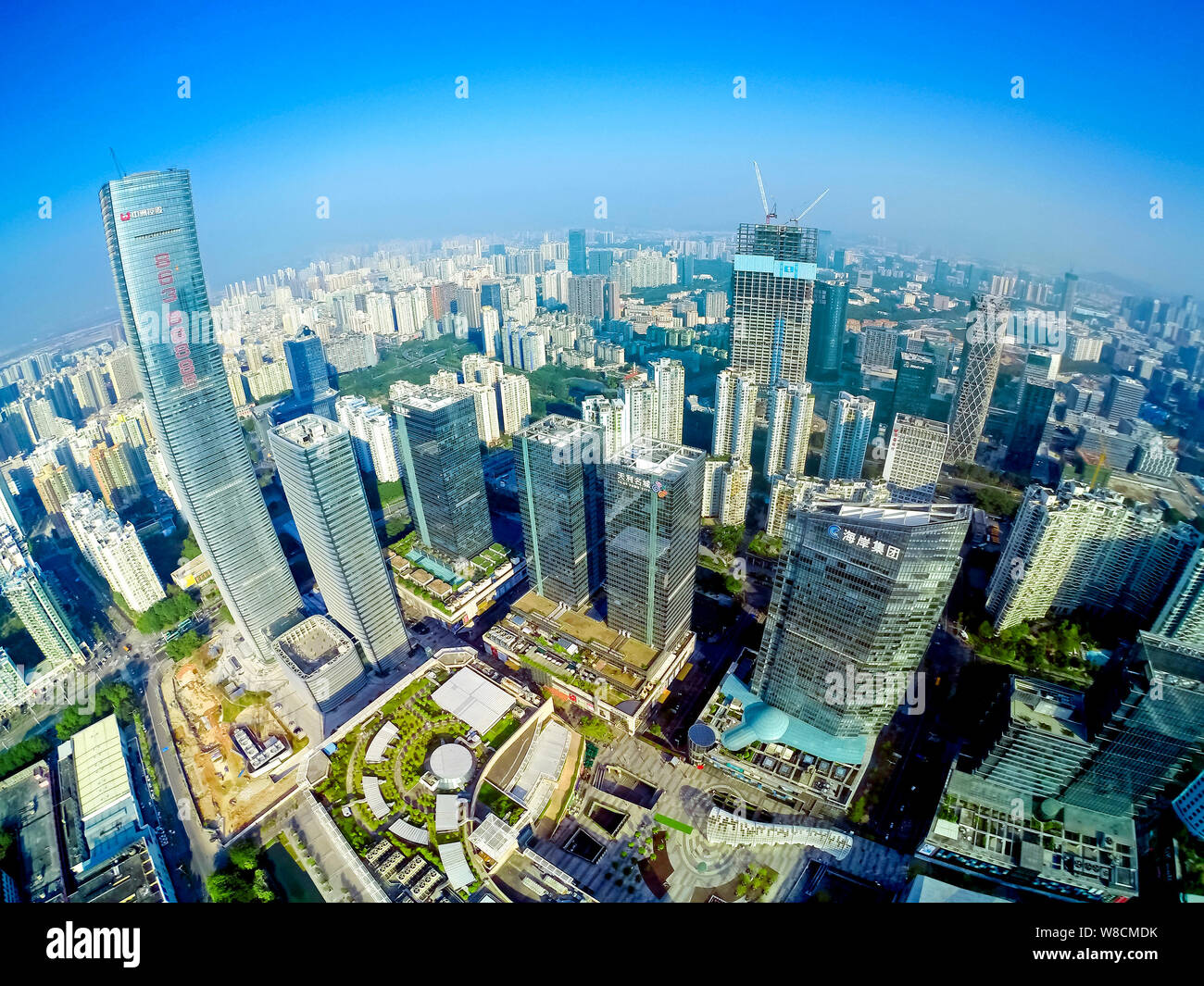 Luftaufnahme von Nanshan District, Shenzhen, die südchinesische Provinz Guangdong, 17. Januar 2015. Stockfoto