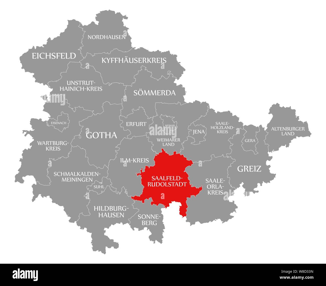 SaalfeldRudolstadt rot Karte von Thüringen, Deutschland