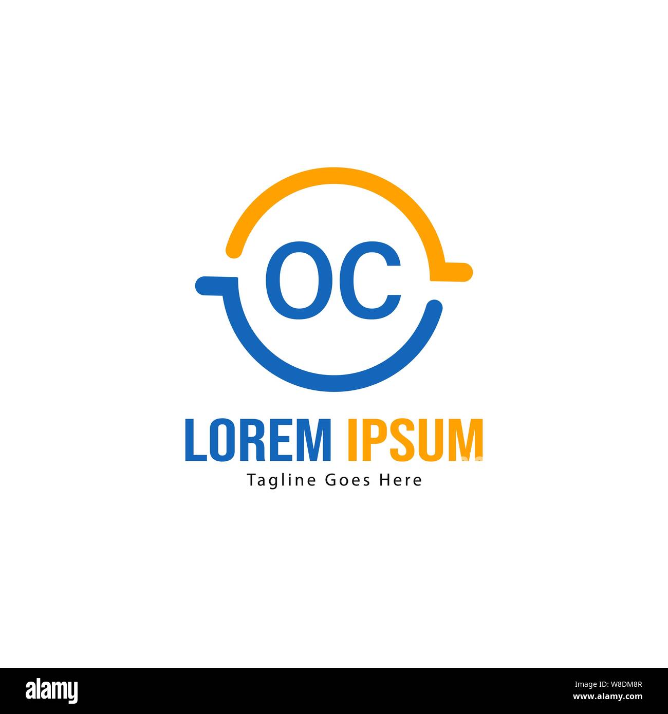 Erste OC logo Vorlage mit modernen Rahmen. Minimalistische OC schreiben logo Vector Illustration Design Stock Vektor