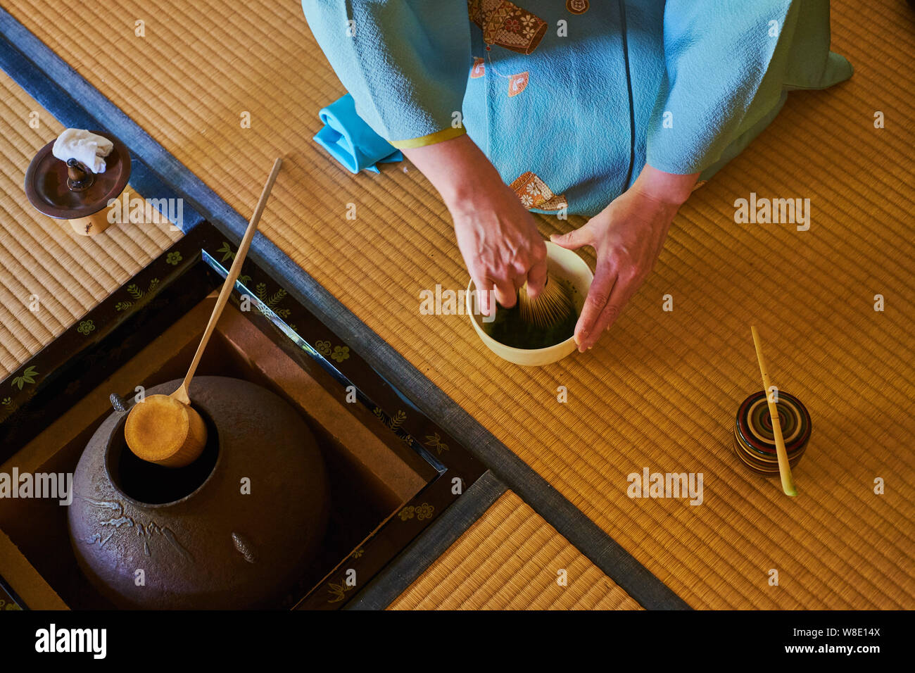 Japan, Honshu Island, Region Kansai, Kyoto, Teezeremonie, Tee Matcha Stockfoto