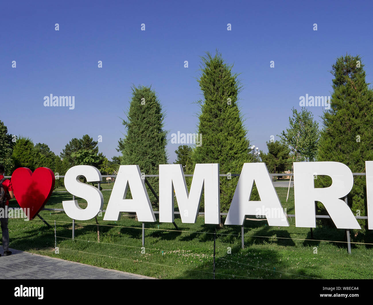 Ich liebe Samrkand logo, Samarkand, Usbekistan, Asien Stockfoto