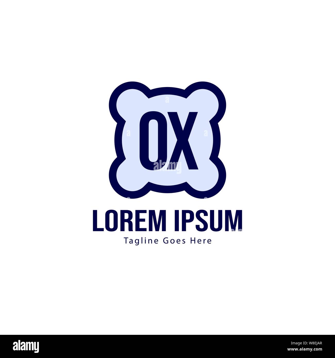 Erste OX logo Vorlage mit modernen Rahmen. Minimalistische OX schreiben logo Vector Illustration Design Stock Vektor
