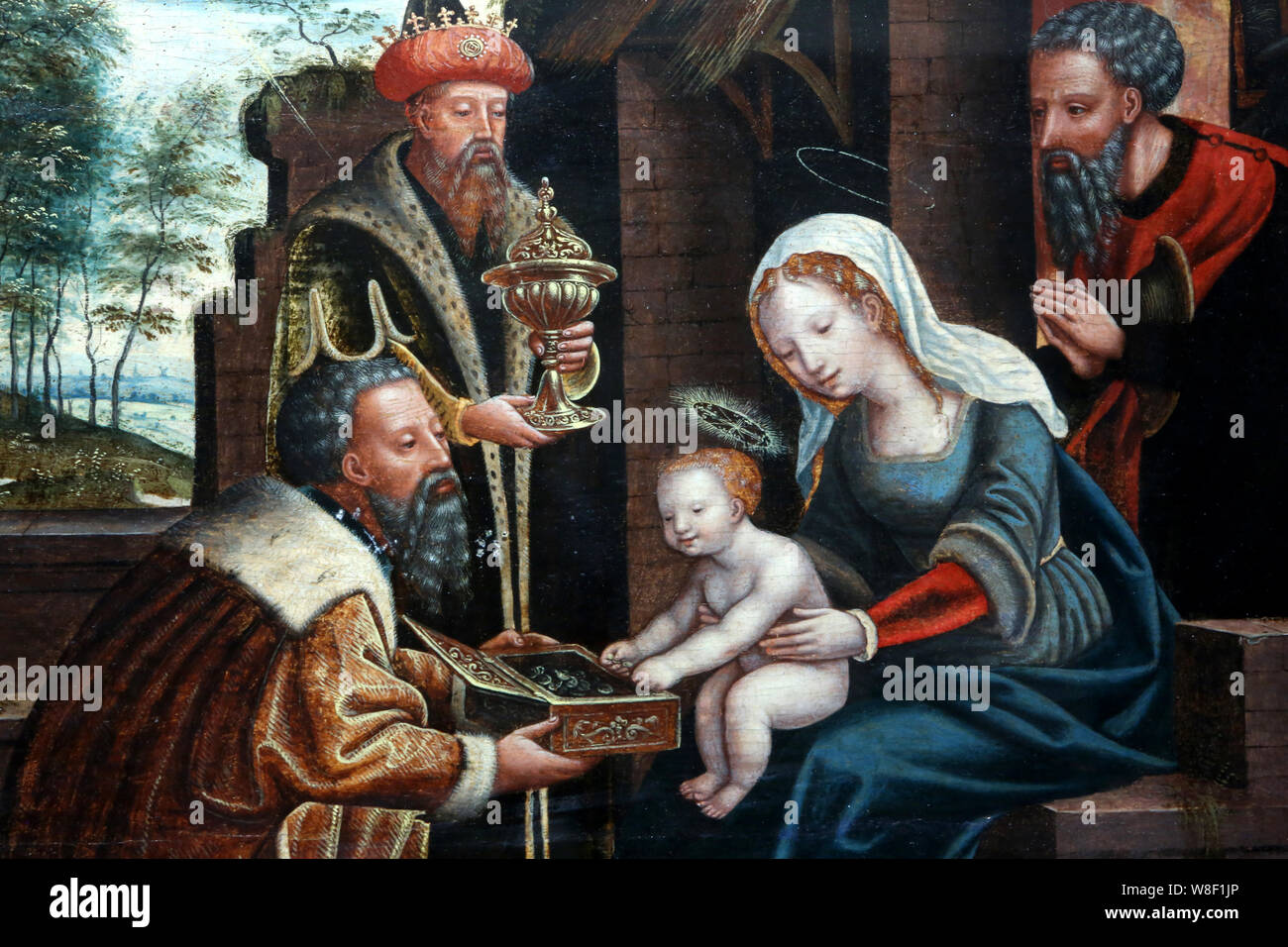 Anbetung des Magier. Georg Pencz. Huile sur Bois. Inv. 953.17. Musée Municipal du Monastère royal de Brou. Bourg-en-Bresse. Stockfoto