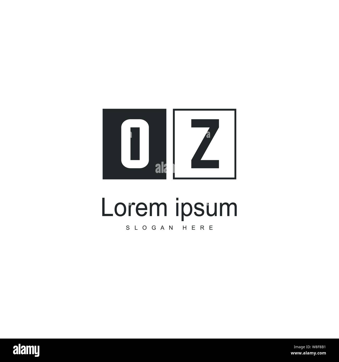 Erste OZ logo Vorlage mit modernen Rahmen. Minimalistische OZ schreiben logo Vector Illustration Design Stock Vektor