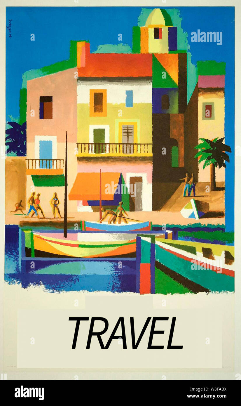 Vintage Travel poster Kunst Stockfoto