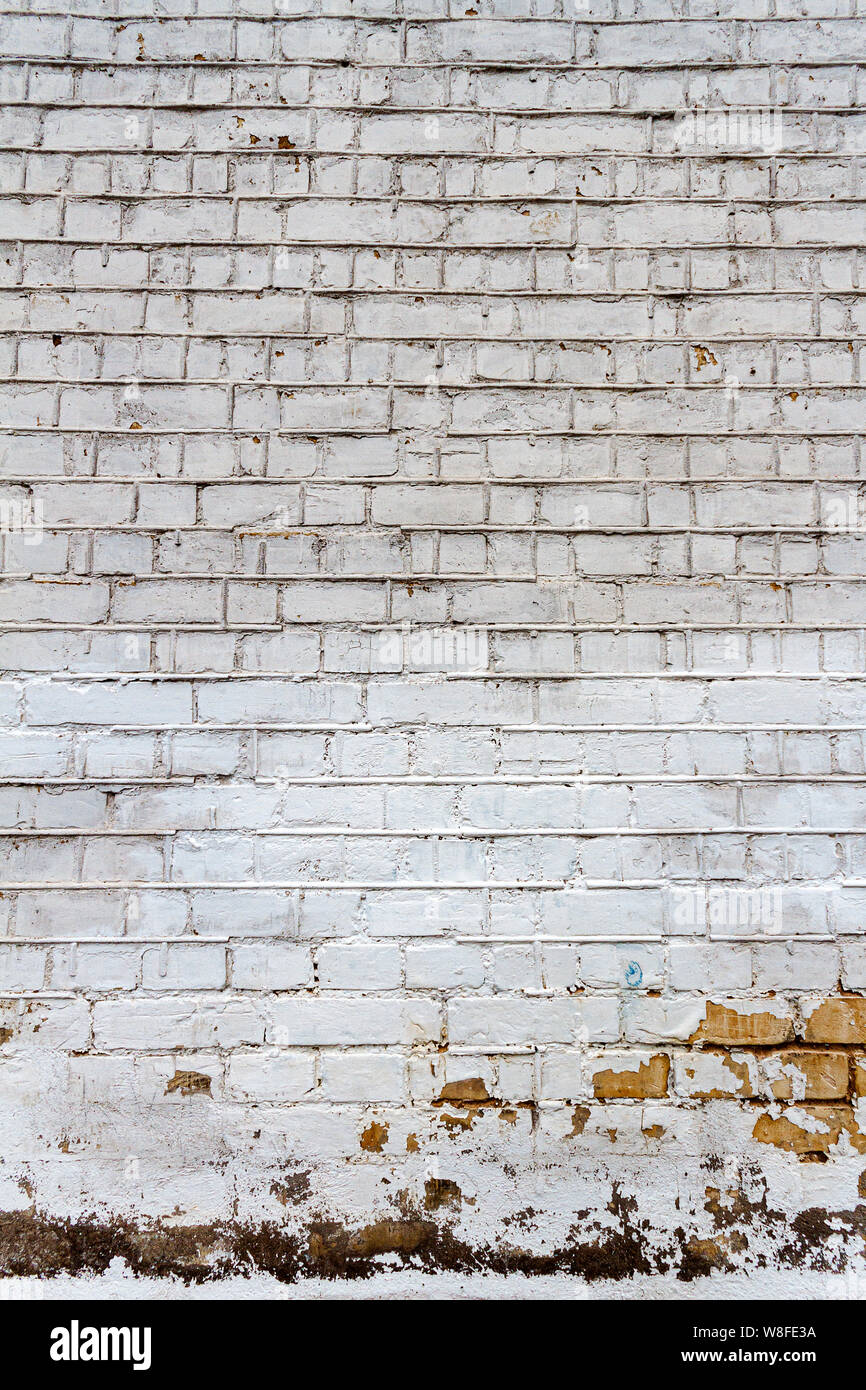 Alte weiße Mauer Textur Hintergrund. Diese Art von Steinen ist sehr häufig in postsowjetischen Ländern. Stockfoto