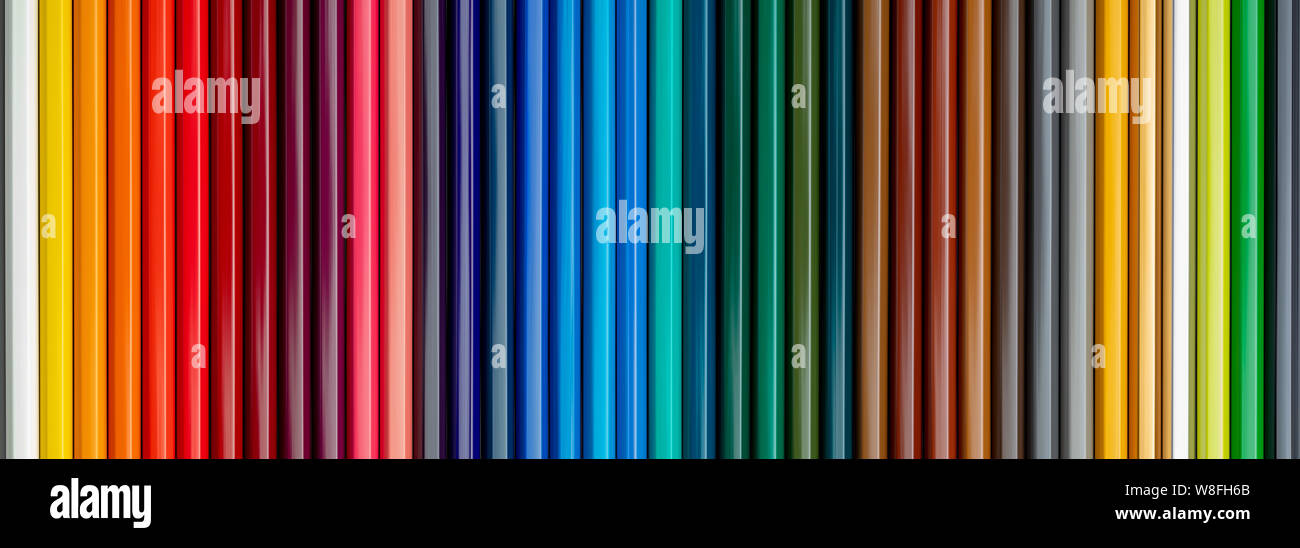 Textur Buntstifte. Im Vordergrund. Die gesamte Palette der Farben des Regenbogens. Anfang der Schule. Schöne wallpaper. Stockfoto