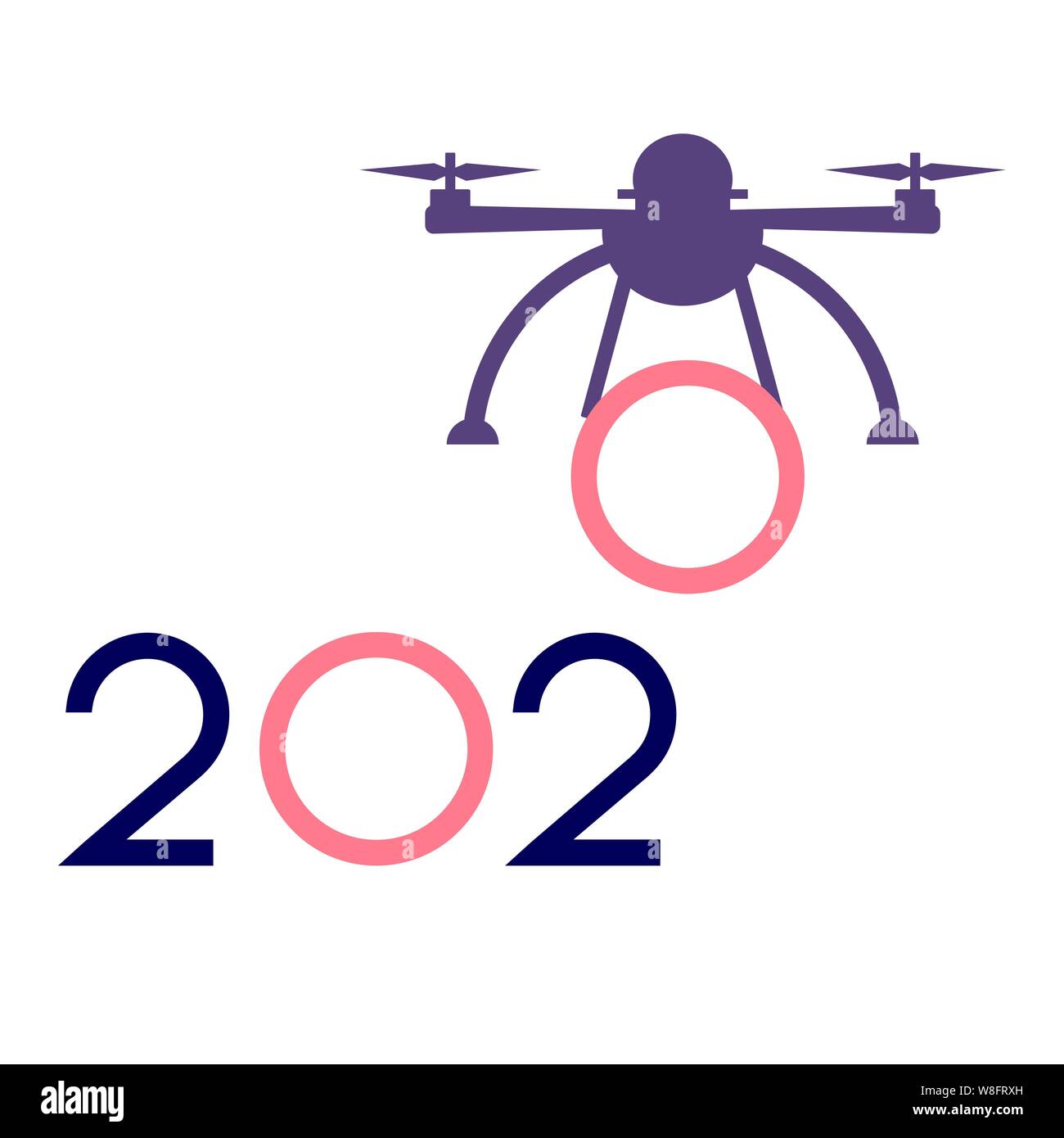 Frohes Neues Jahr Vector Illustration mit Drone übertragungen Zahlen 2020. Design für Poster, party Karte drucken. Stock Vektor