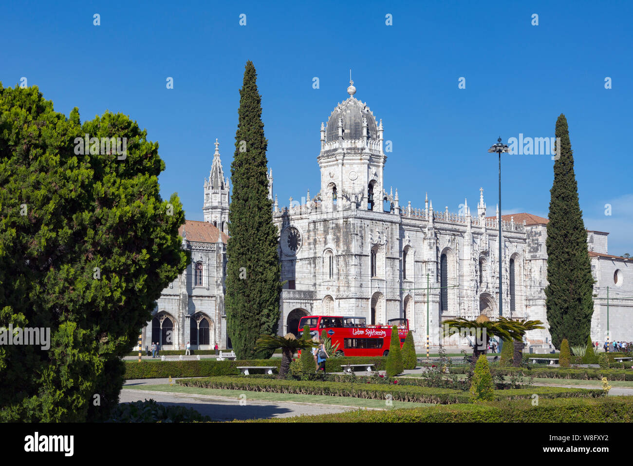 Lissabon, Portugal. Die Fassade des Mosteiro dos Jeronimos oder des Klosters der Hieronymiten. Das Kloster gilt als Triumph von Ma Stockfoto