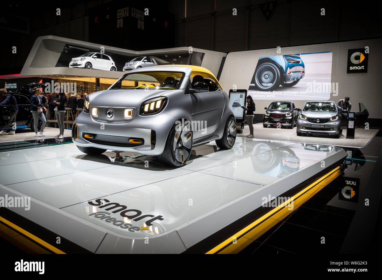 Genf, Schweiz - 6. MÄRZ 2019: Elektro-smart Forease + Concept Car, das erstmals auf dem 89. Internationalen Automobilsalon in Genf präsentiert. Stockfoto