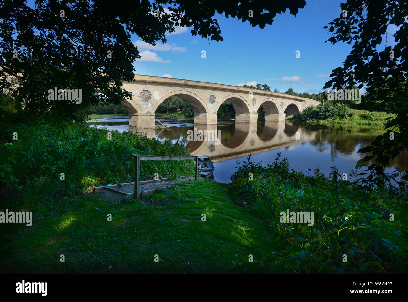 Coldstream Brücke über den Anglo-schottischen Grenze über den Fluss Tweed Stockfoto
