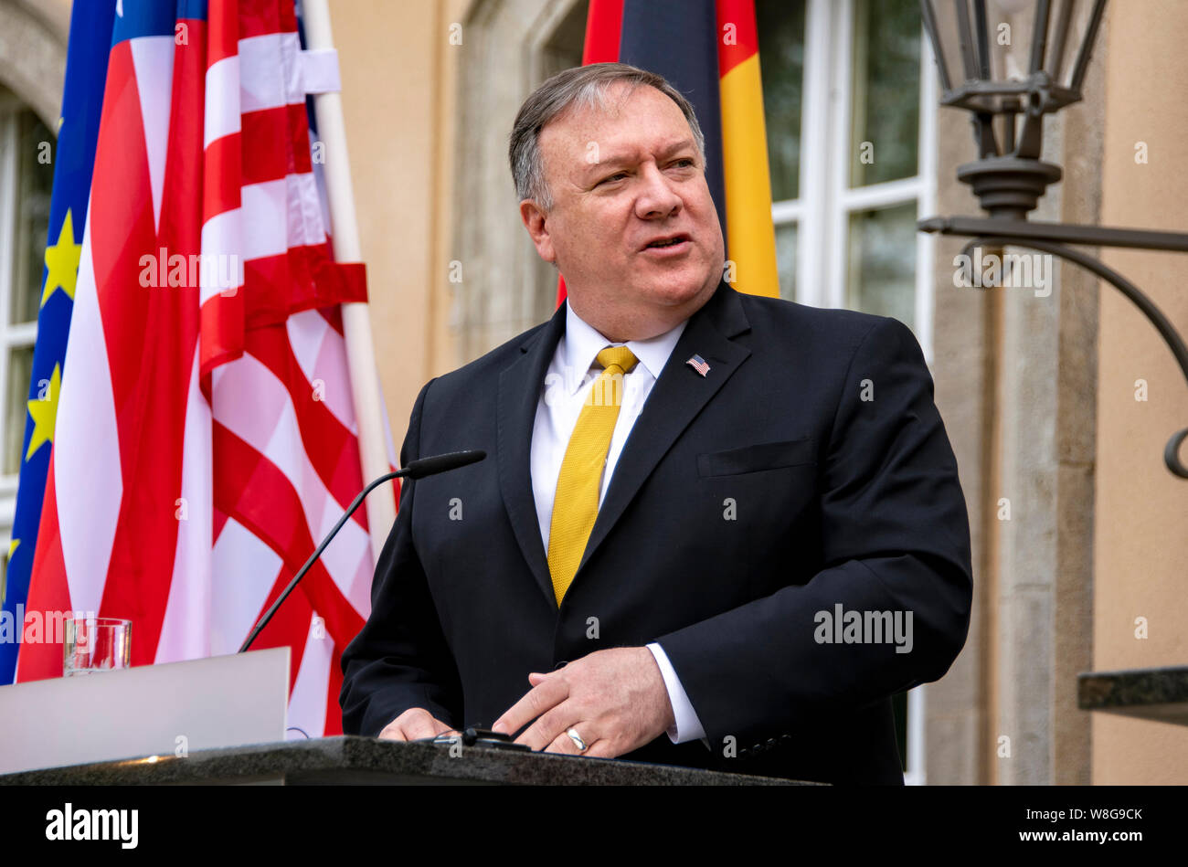 Us-Staatssekretär Michael R. Pompeo hält eine Gemeinsame drücken Sie die Verfügbarkeit mit deutschen Außenminister Heiko Maas in Berlin, Deutschland, am 31. Mai 2019 Stockfoto