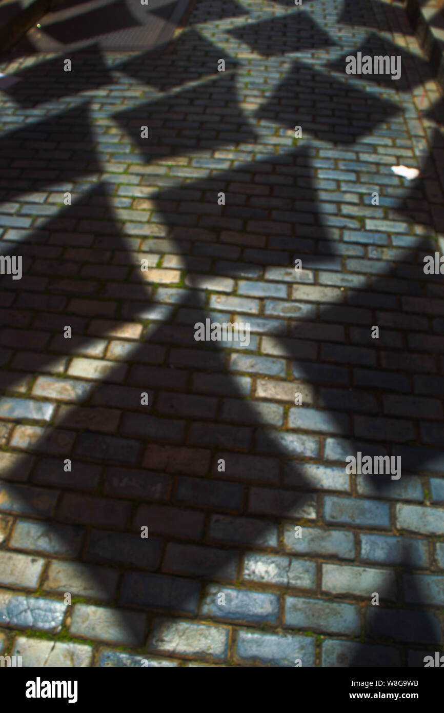Sombras de los Cometas, Calle Fortaleza, El Viejo San Juan, San Juan, PR Stockfoto