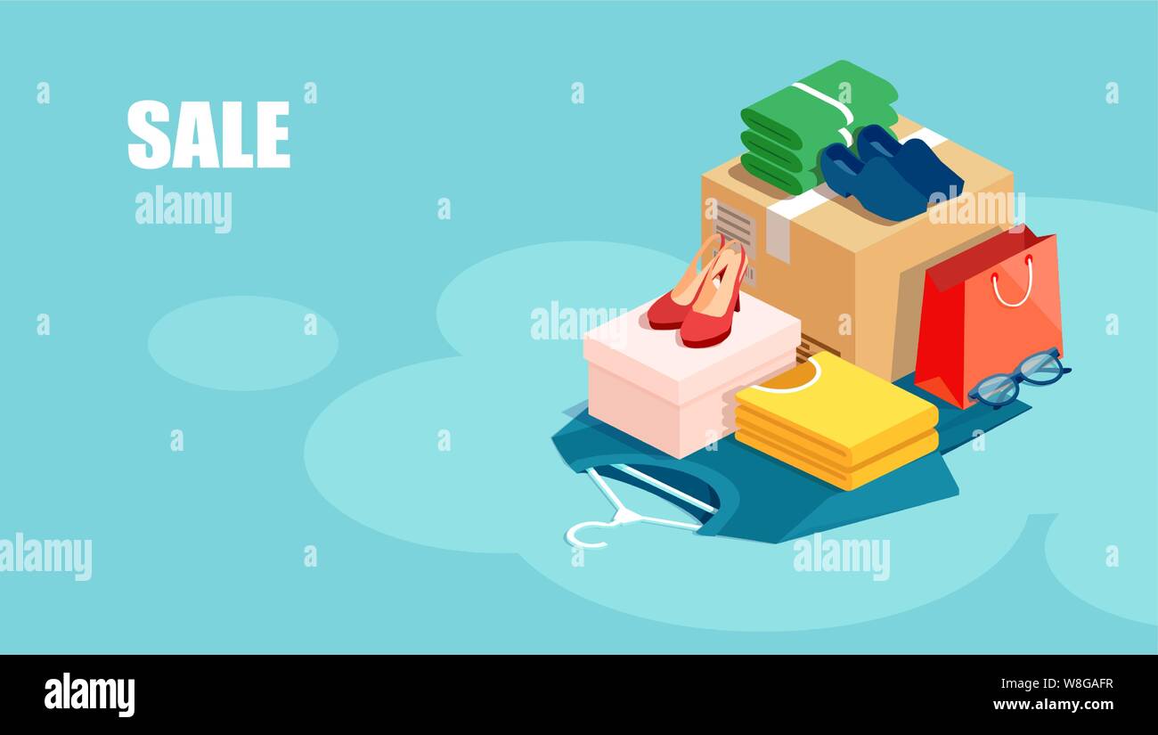 Der Vektor der Bekleidung, Mode Accessoires zu attraktiven Preis. Shop Verkauf Werbung Banner Konzept Stock Vektor