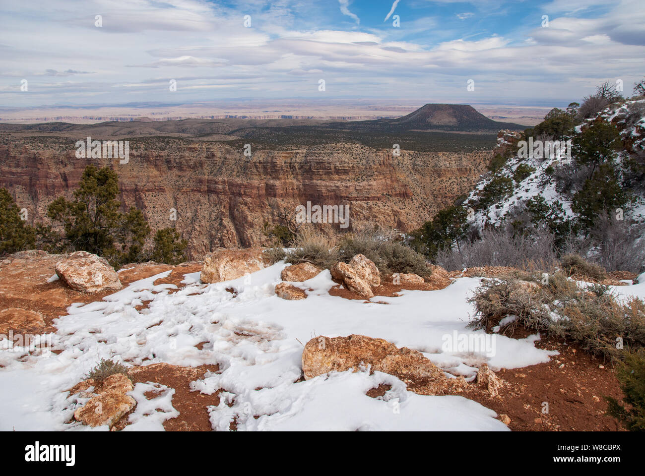 Den spektakulären Grand Canyon im Winter nach dem Schnee ist gefallen Stockfoto