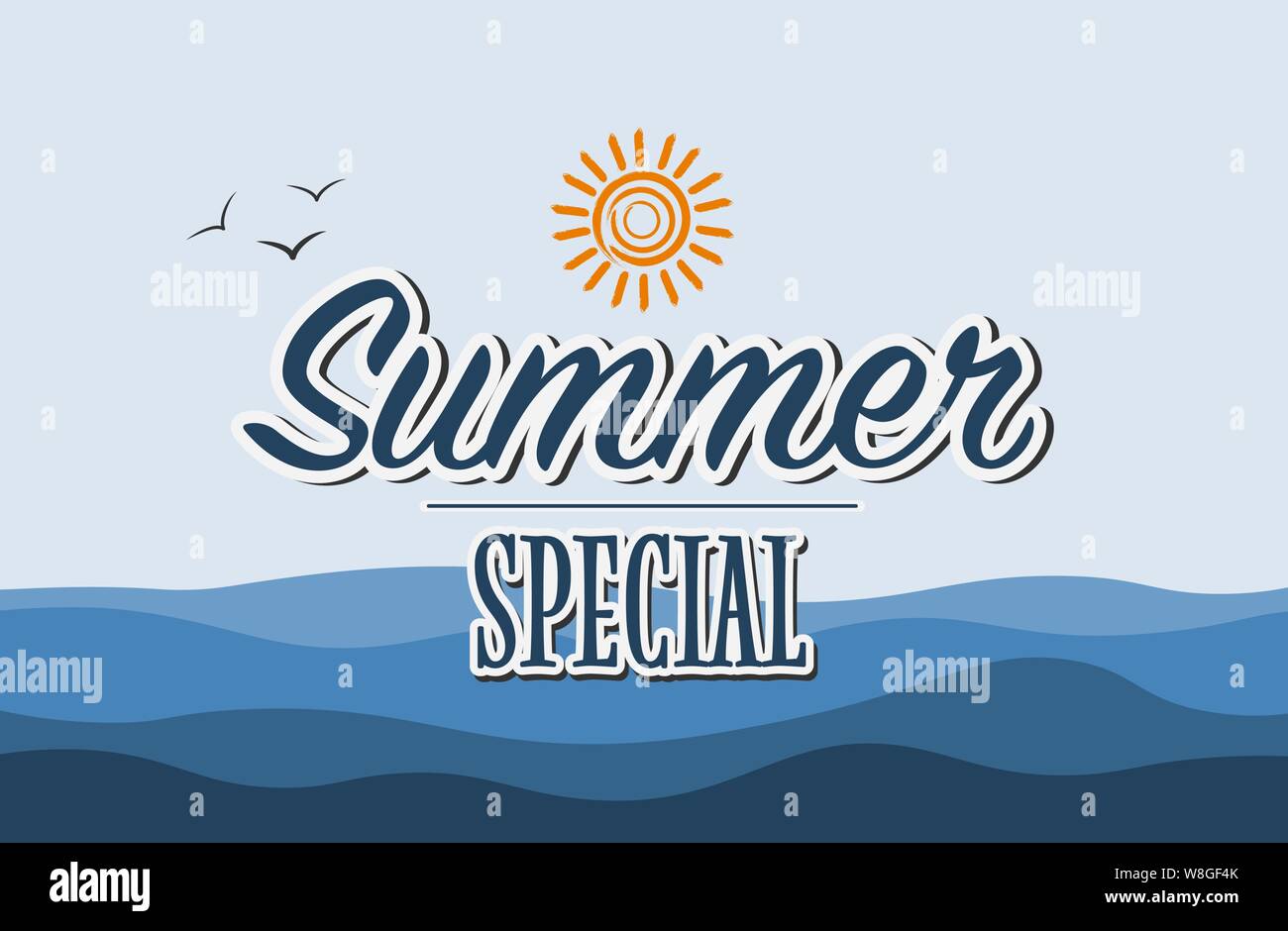 Text Sommer Special auf Blau maritime Hintergrund Vector Illustration Stock Vektor