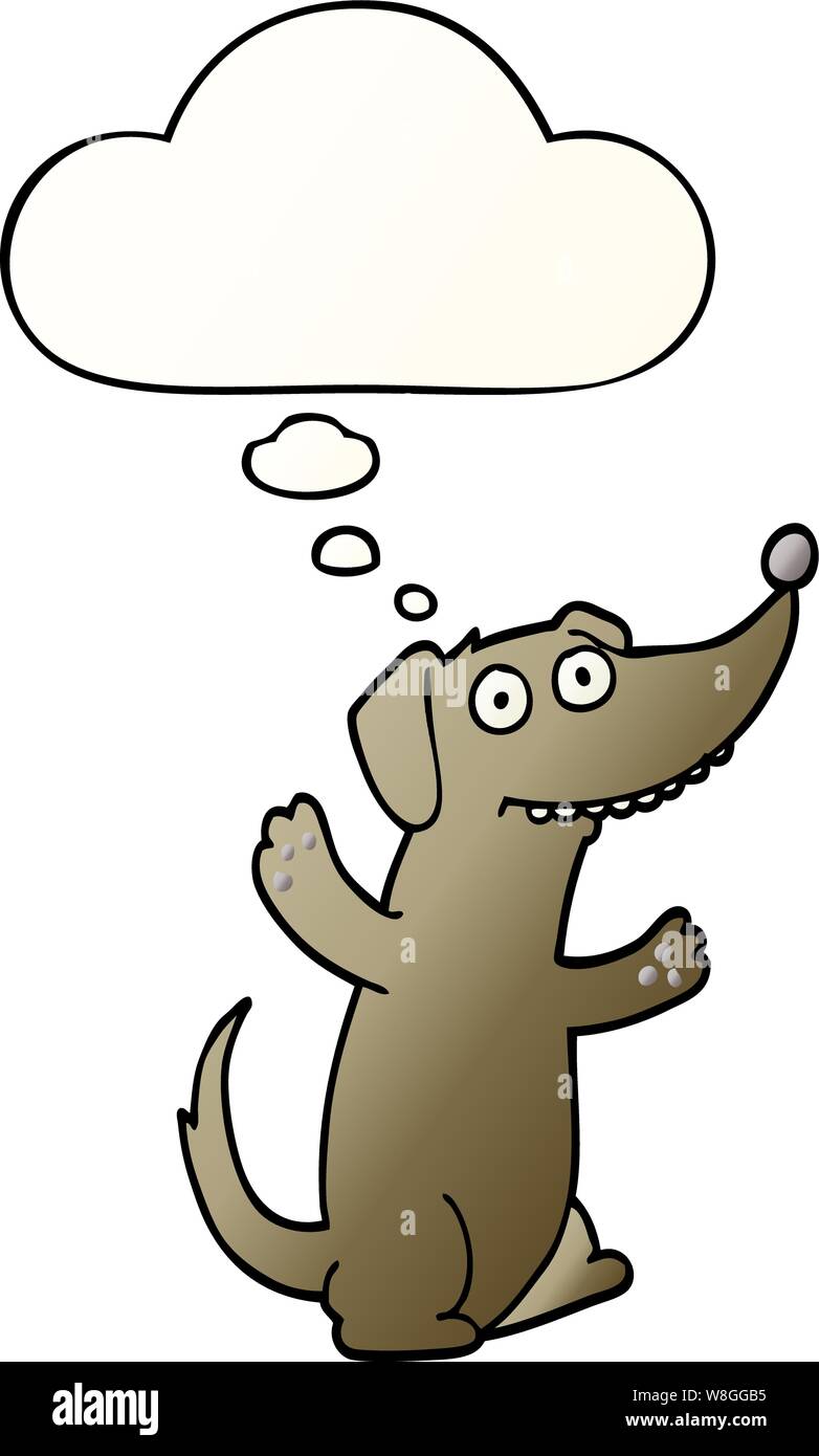 Cartoon Hund mit dachte Blase in glatten Farbverlauf Stock Vektor