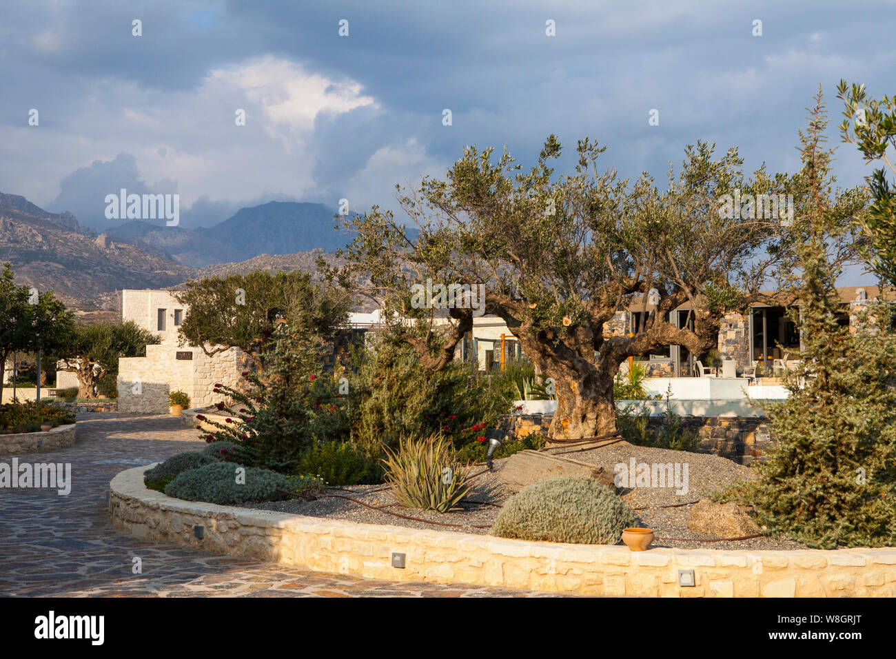 Ierapetra, Kreta, Greece-October 14,2018: Ostria Beach Resort & Spa ist Luxus All Inclusive Hotel direkt am Strand an der Südküste von Kreta Stockfoto