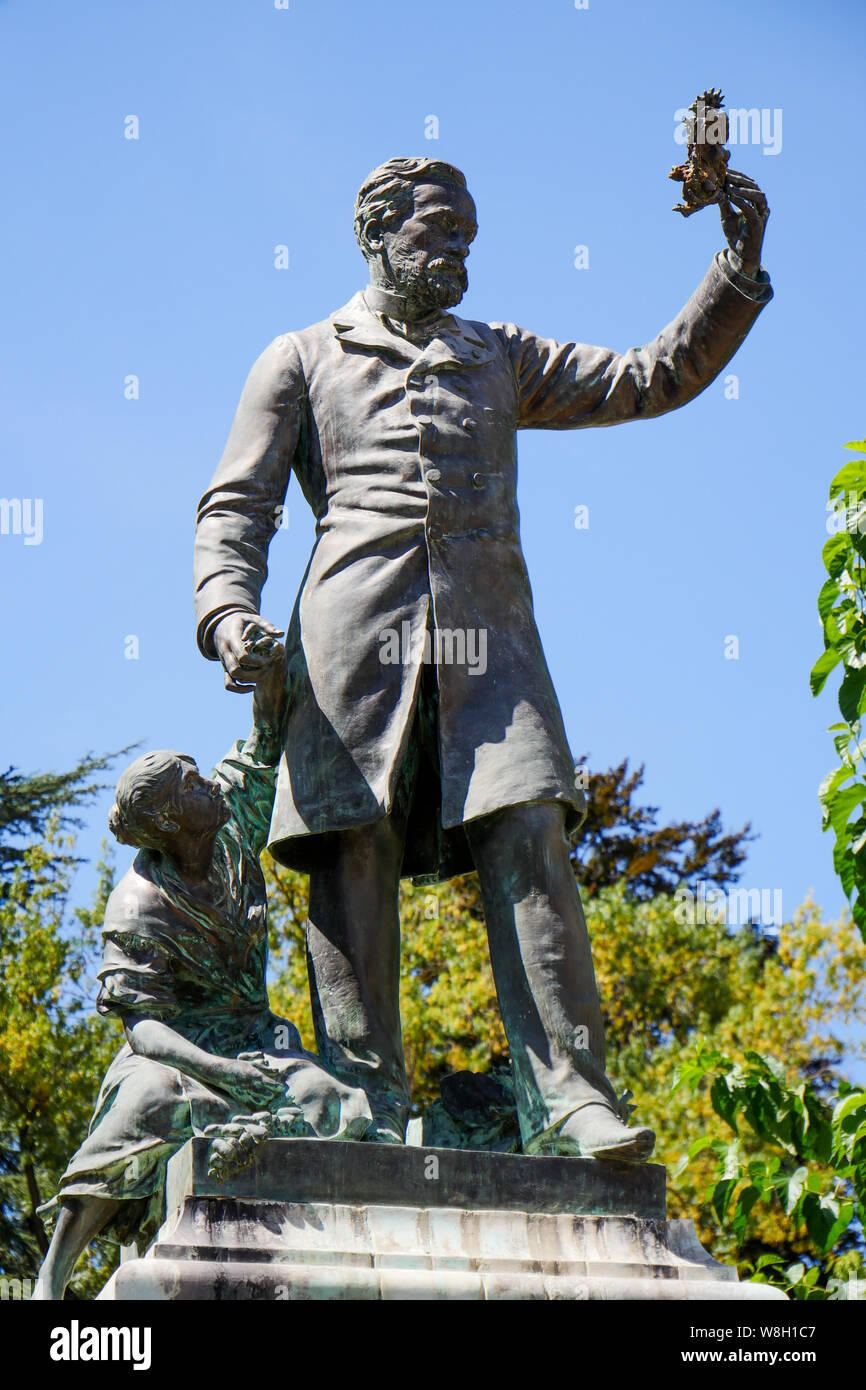 Statue des französischen Chemiker Louis Pasteur, Alès, Gard, Frankreich Stockfoto