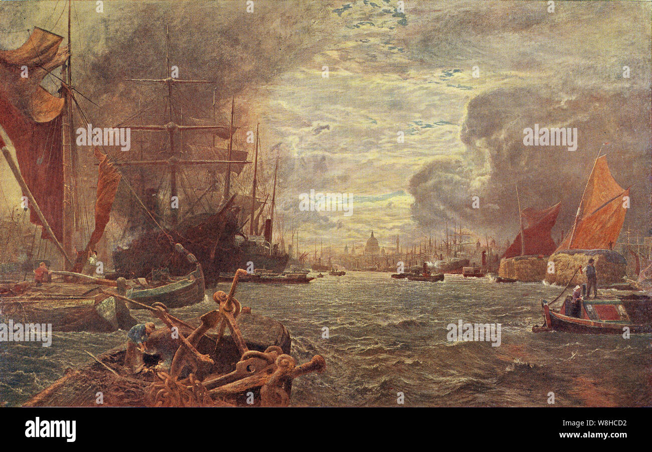 Der Pool von London von Vicat Cole - 1888 (gezeigt) Stockfoto