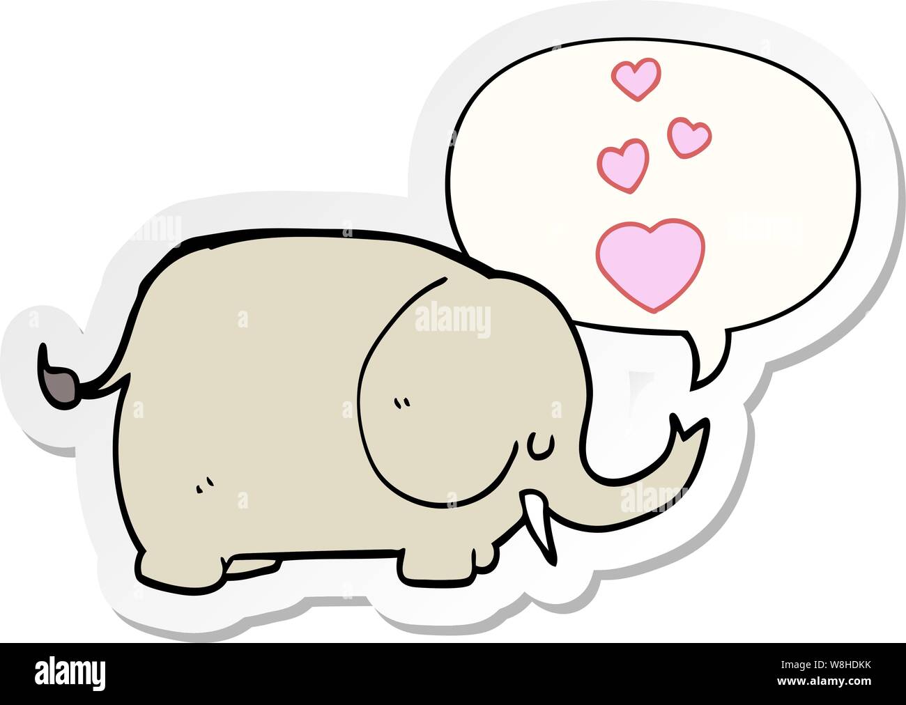 Cute cartoon Elefant mit Liebe Herzen mit Sprechblase Aufkleber Stock Vektor