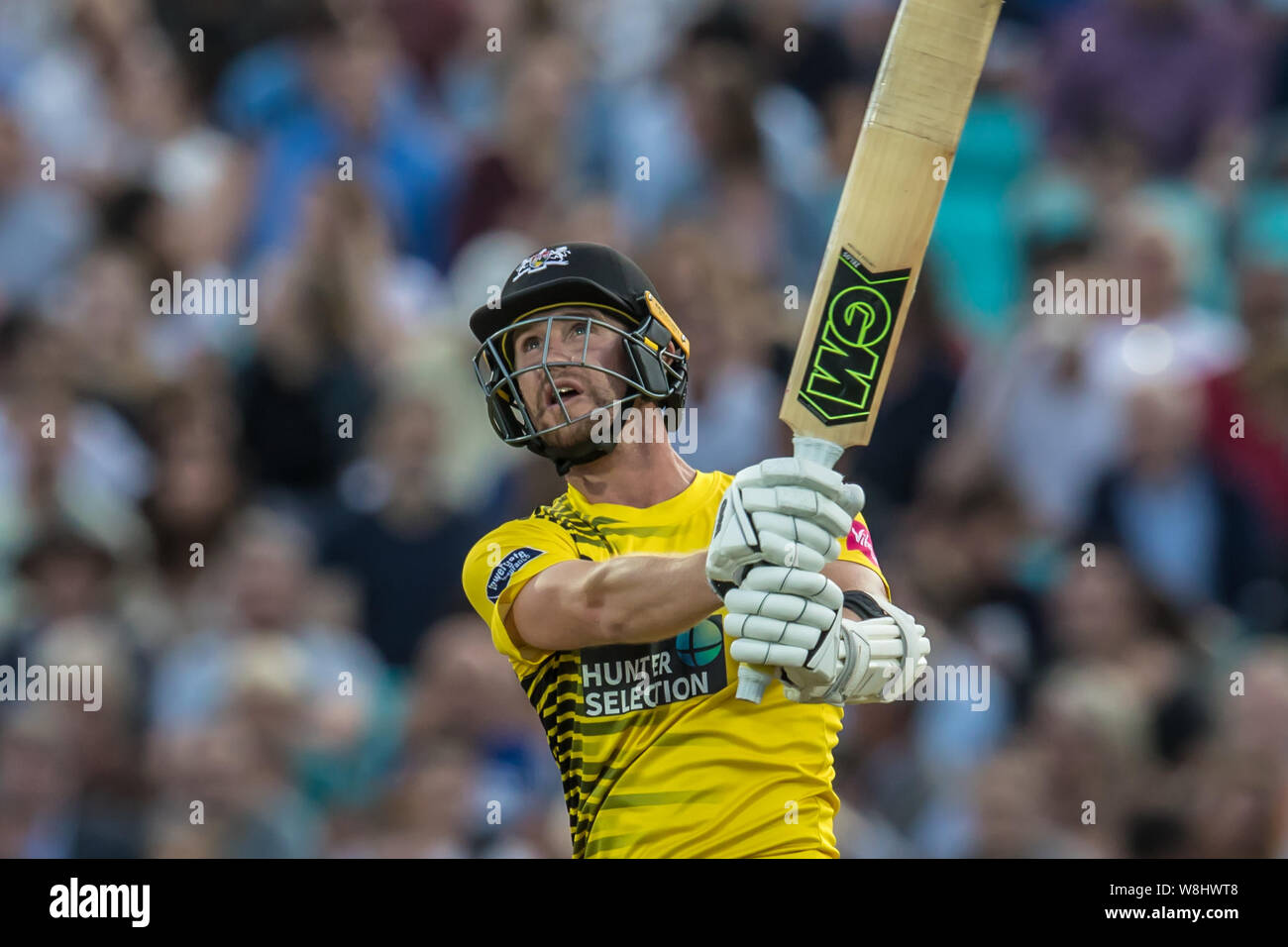 London, Großbritannien. 9. August 2019. Ian Cockbain schlagen für Gloucestershire gegen Surrey in der Vitalität T20 Blast Match am Kia Oval. David Rowe/Alamy leben Nachrichten Stockfoto