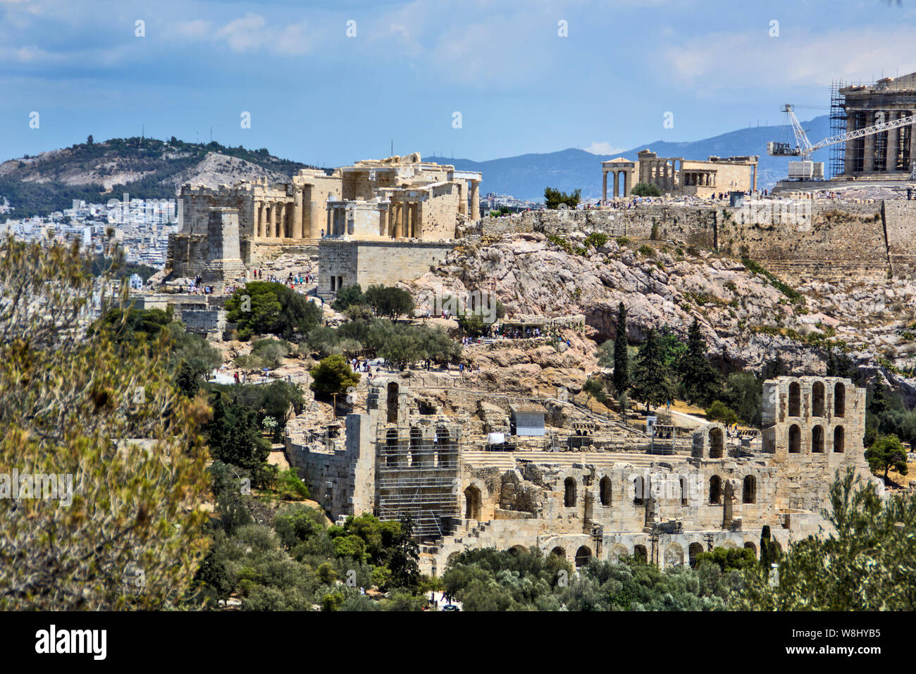 Athen, Griechenland, 04.Juni 2016. Die Akropolis in Athen gesehen vom Hügel der Musen. Stockfoto