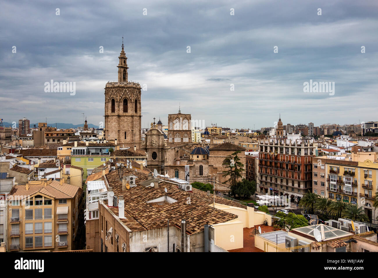 Blick auf Plätzen, Gebäuden, Straßen von Valencia an der Ostküste Spaniens, ist die Hauptstadt der Autonomen Gemeinschaft Valencia und die Dritte - Groß Stockfoto