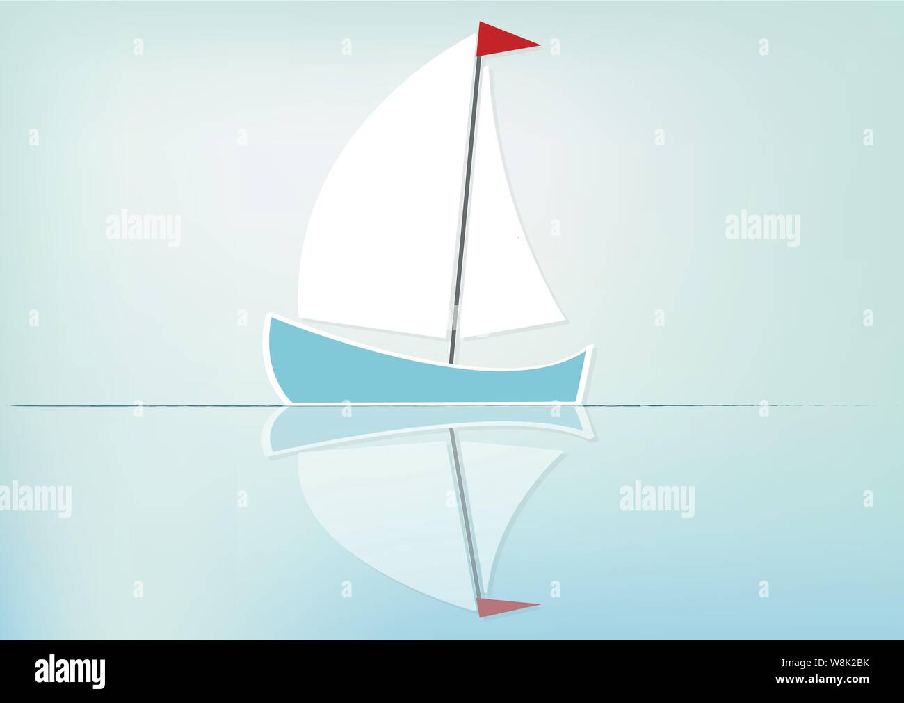 Segelboot spiegelt sich im Wasser, vector Hintergrund mit copy-Raum Stock Vektor