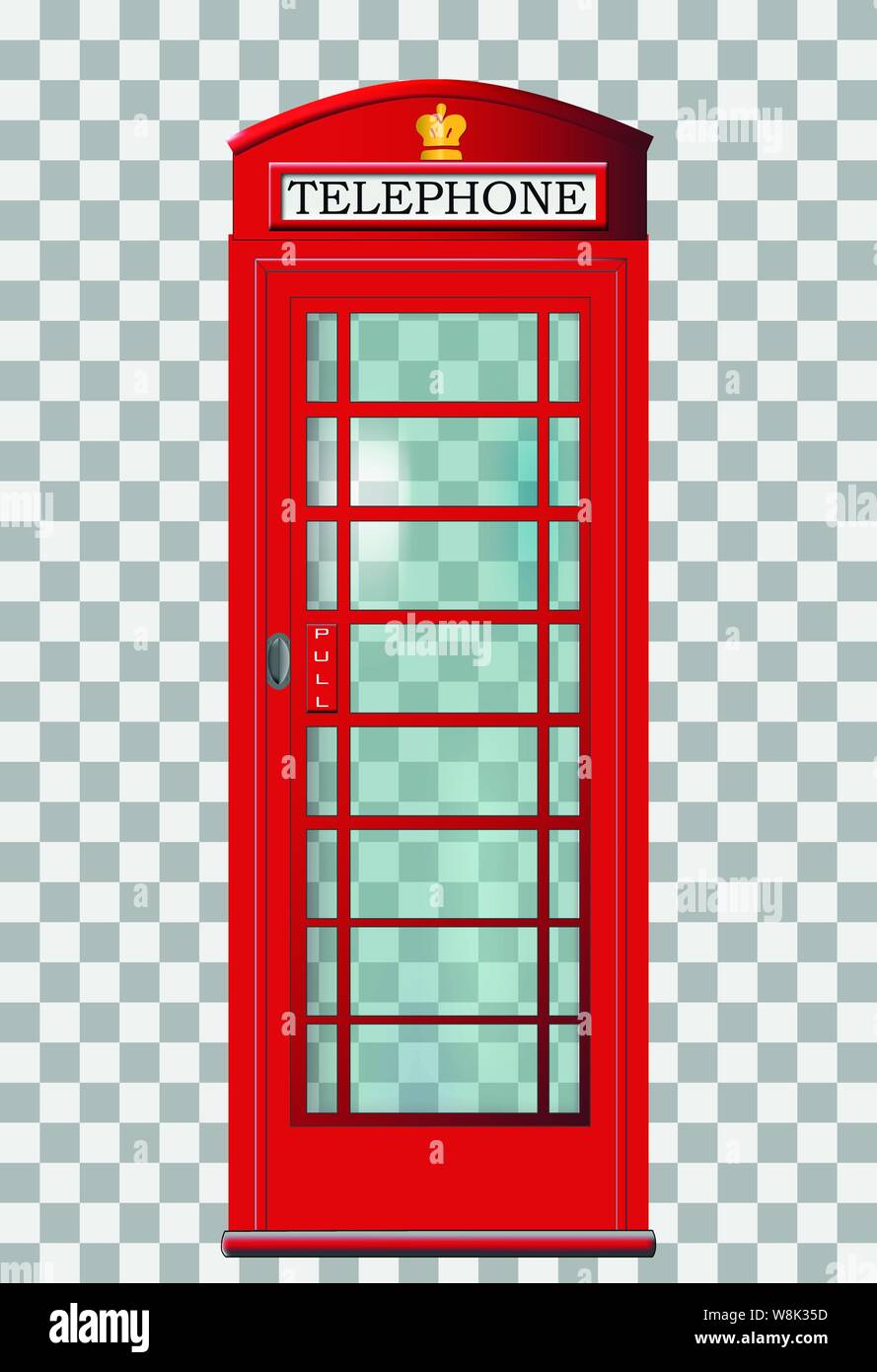 Traditionelle rote Londoner Telefonzelle, detaillierte Vektor Stock Vektor