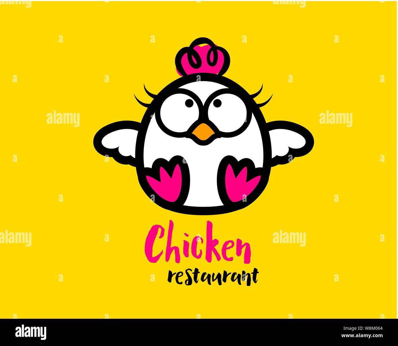 Niedliches Huhn Maskottchen Charakter für Food Restaurant - illustratives Logo Stock Vektor