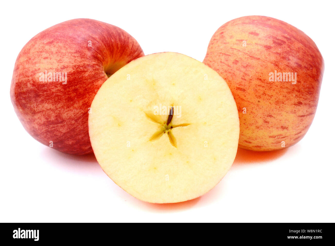 Frische Gala Apfel isoliert auf weißem Hintergrund Stockfoto