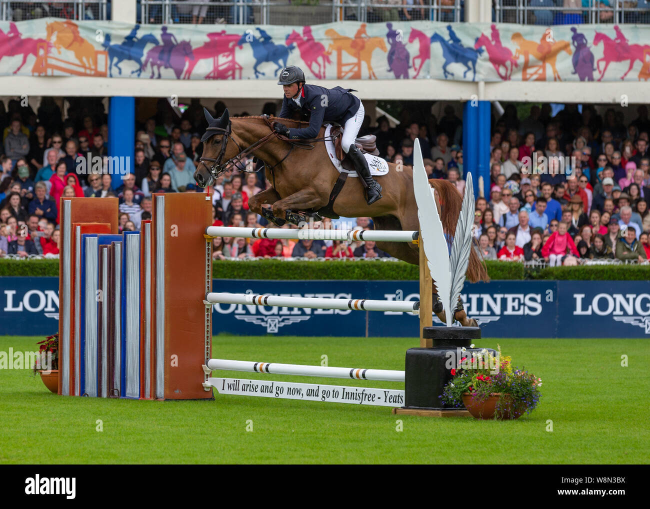 Dublin, Irland, 09. August 2019. Ben Maher für Team GB für den Aga Khan Schale in der longines Nations Cup zeigen konkurrieren Jumping am RDS Dublin Horse Show. Quelle: John Rymer/Alamy leben Nachrichten Stockfoto