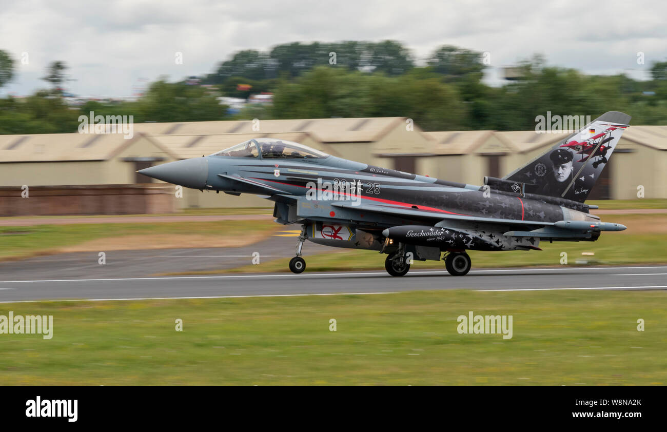 Deutsche EF-2000 'Red Baron' Typhoon im Royal International Air Tattoo 2019 Stockfoto