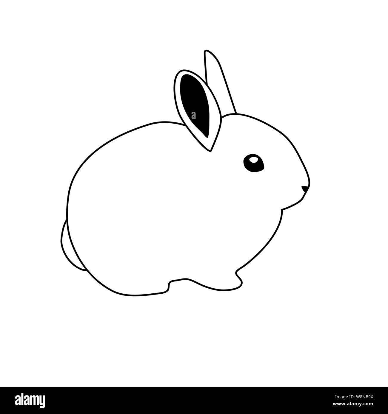Bunny rabbit Symbol. Abstract Gliederung Kaninchen. Hand gezeichnet Minimalismus Stil. Silhouette Stock Vektor