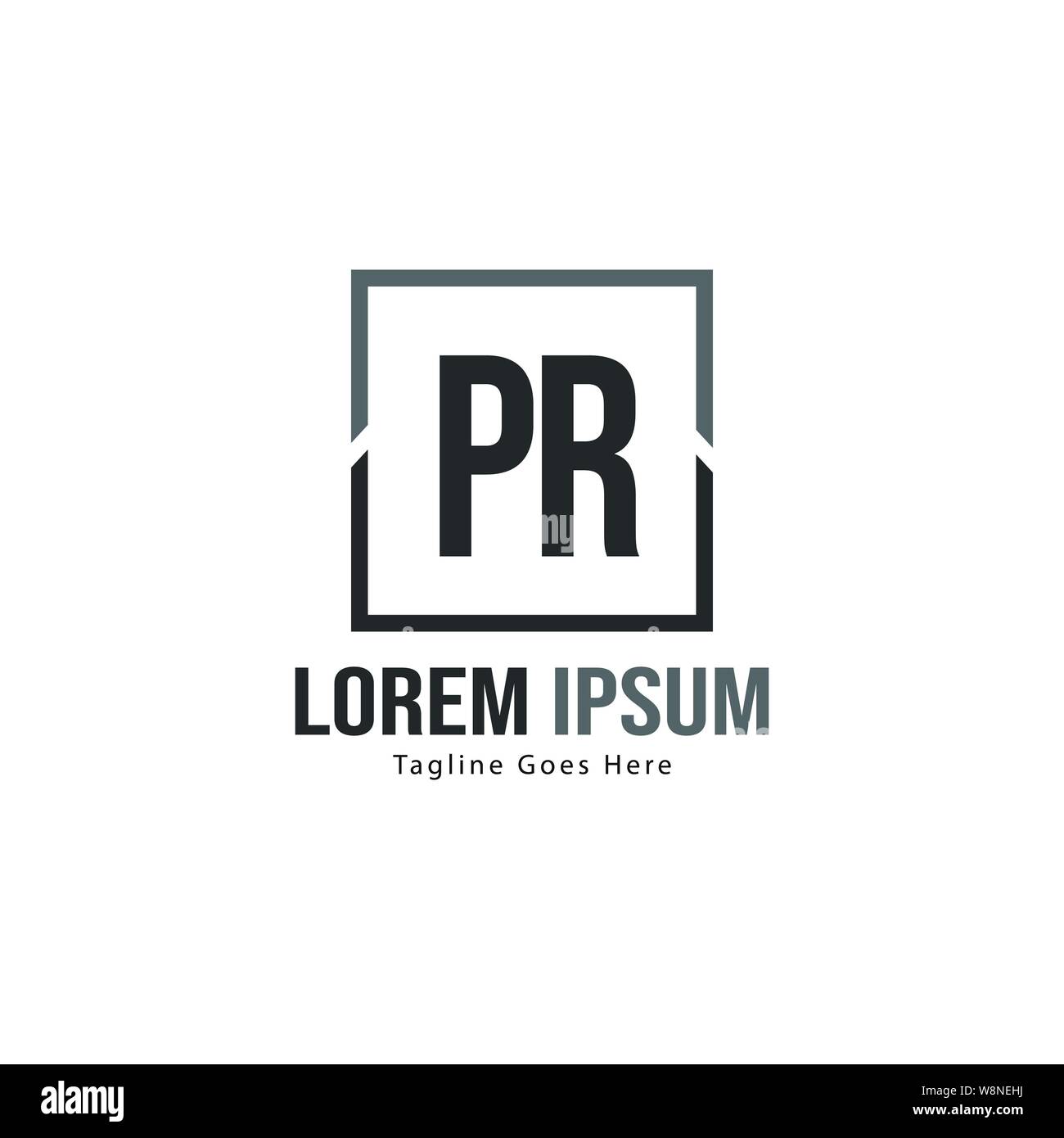 Erste PR-logo Vorlage mit modernen Rahmen. Minimalistische PR schreiben logo Vector Illustration Design Stock Vektor