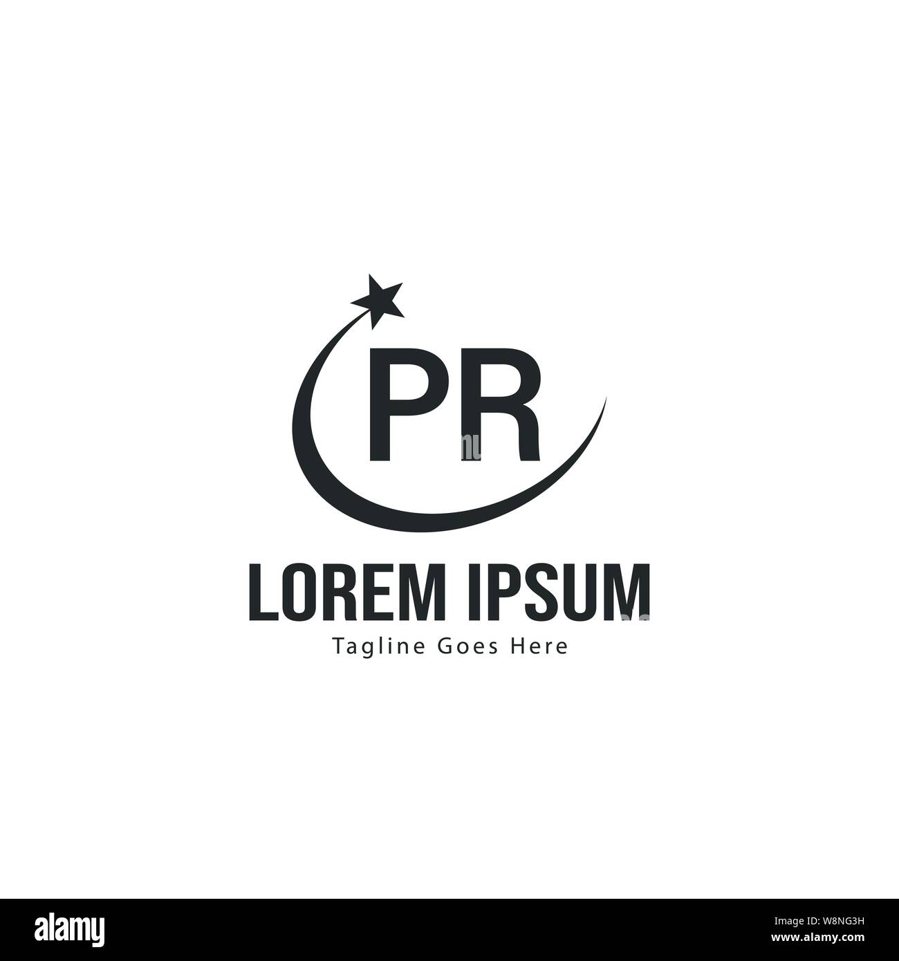 Erste PR-logo Vorlage mit modernen Rahmen. Minimalistische PR schreiben logo Vector Illustration Design Stock Vektor