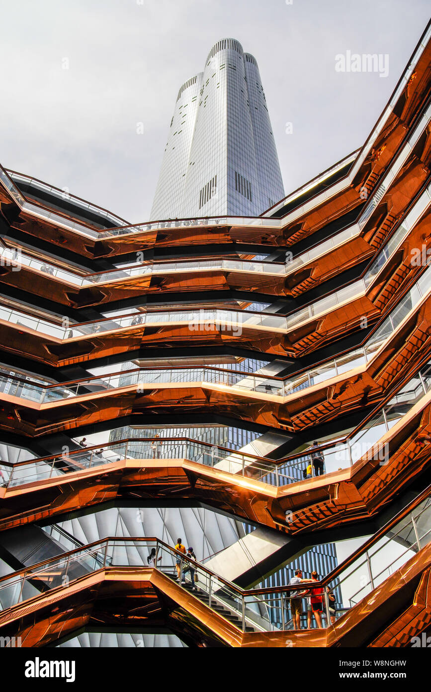 Das Schiff (Wabenförmigen Struktur), den Bau in der Mitte des öffentlichen Platz und Gärten am Hudson Yards. Manhattan West Side. New York Ci Stockfoto