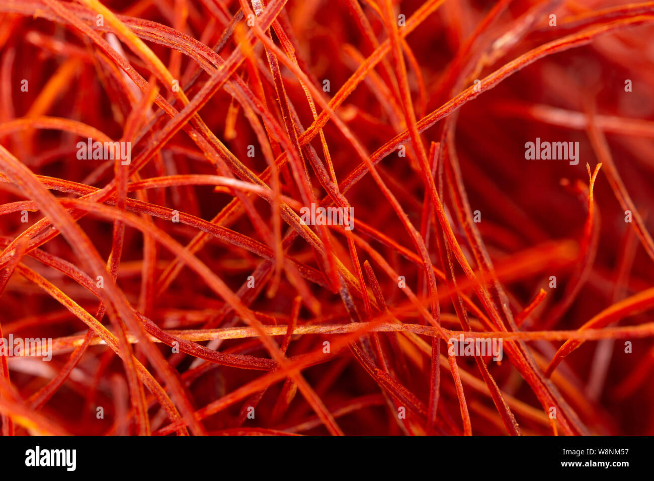 Menge ganzes red chili threads Makro flatlay isoliert Stockfoto