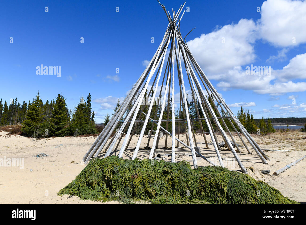 Tipi gebaut, Northern Quebec Stockfoto