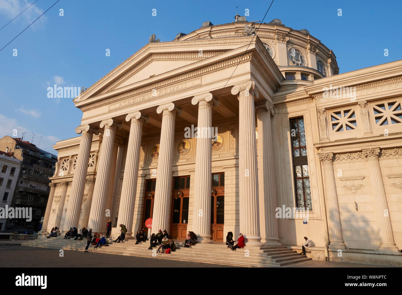 Das rumänische Athenäum (Ateneul Român) Concert Hall, Bukarest, Rumänien. Stockfoto