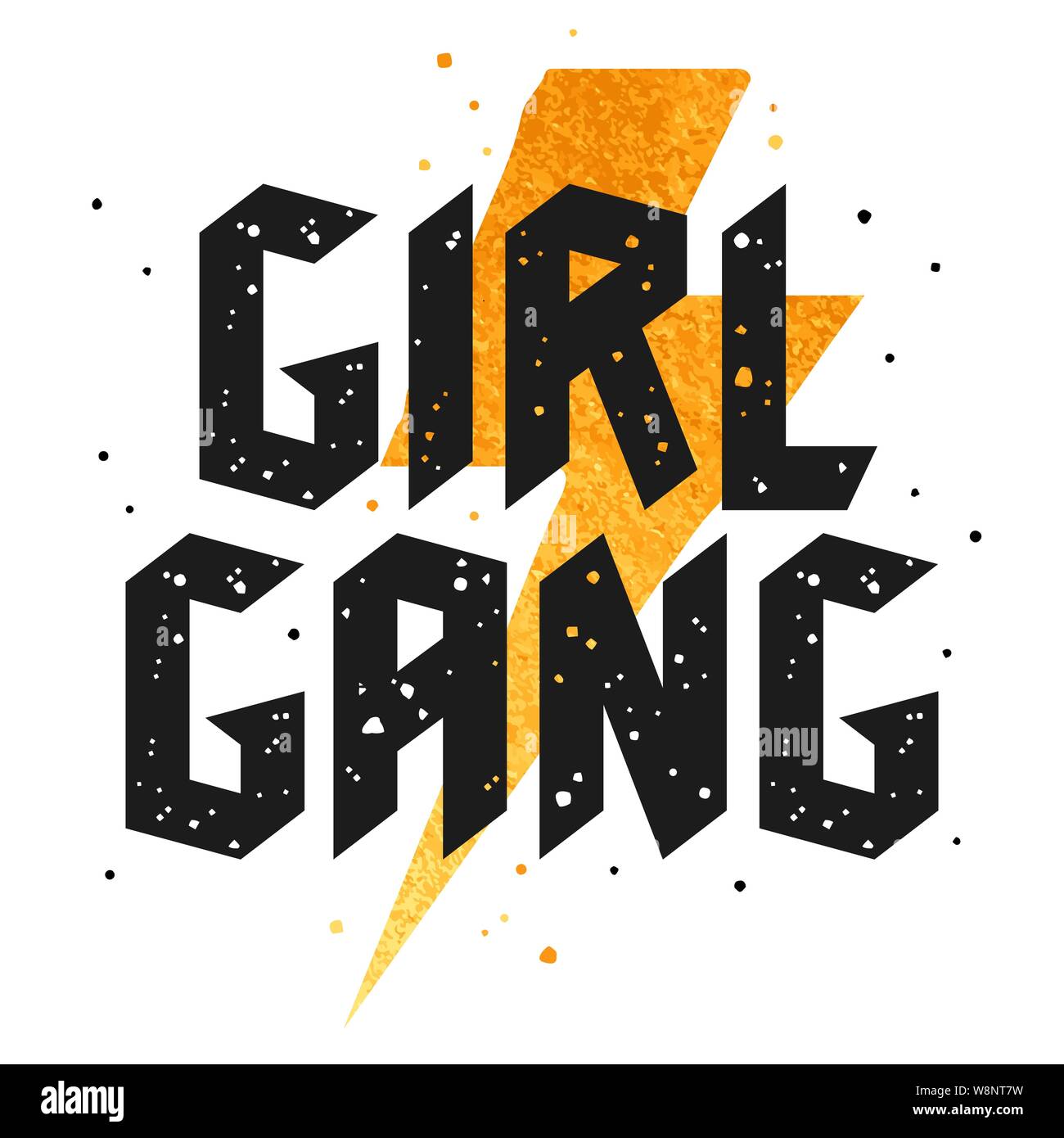 Schlagwort Illustration für Mädchen t-shirt Print Design, trendige Graphic Tee mit Mädchen Slogan und goldenen Blitz, Vektor Stock Vektor