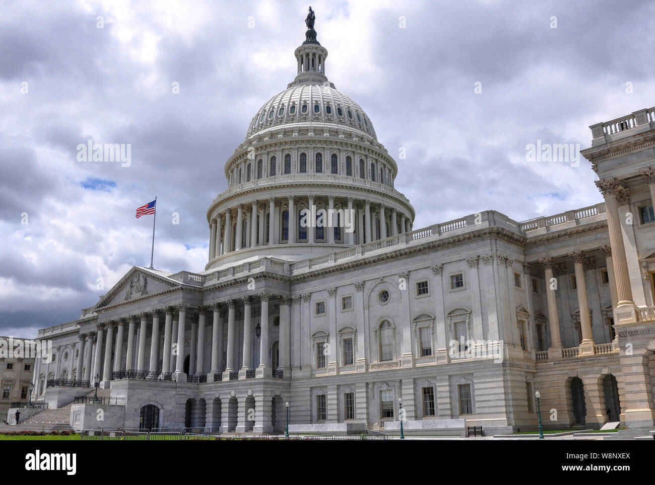 Osten Vorderansicht des United States Capitol Building. Sitz der Bundesregierung Capital Hill in Washington, D.C. Stockfoto