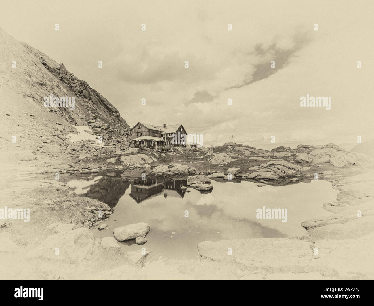 Die Bremer Hütte Berghütte im Gschnitztal Tal der Stubaier Alpen in der Nähe von Steinach im österreichischen Tirol Stockfoto