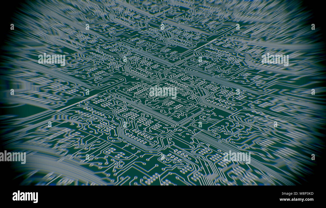 Magnificating eine Leere Platine High-tech-Hintergrund - 3D-Rendering Stockfoto