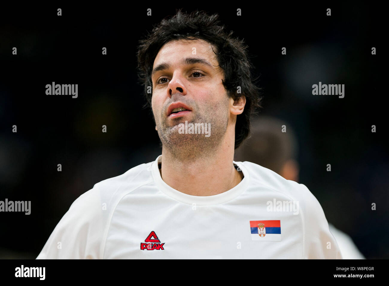 Milos Teodosic von Serbien erwärmt Stockfoto