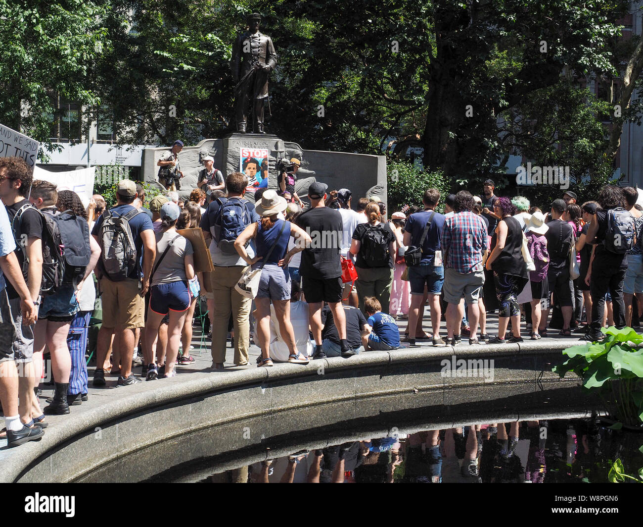 New York, NY, USA - 10. August 2019: "In der Nähe der Camps" Protest organisiert. Durch die Koalition von Aktivisten von COSECHA NYC und Erde NYC bei Gehalten Stockfoto