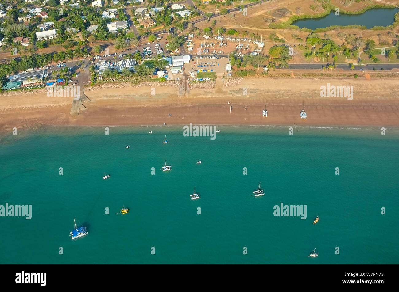 Luftaufnahme von Bundilla Beach, Vesteys Beach in Darwin, Australien. Stockfoto
