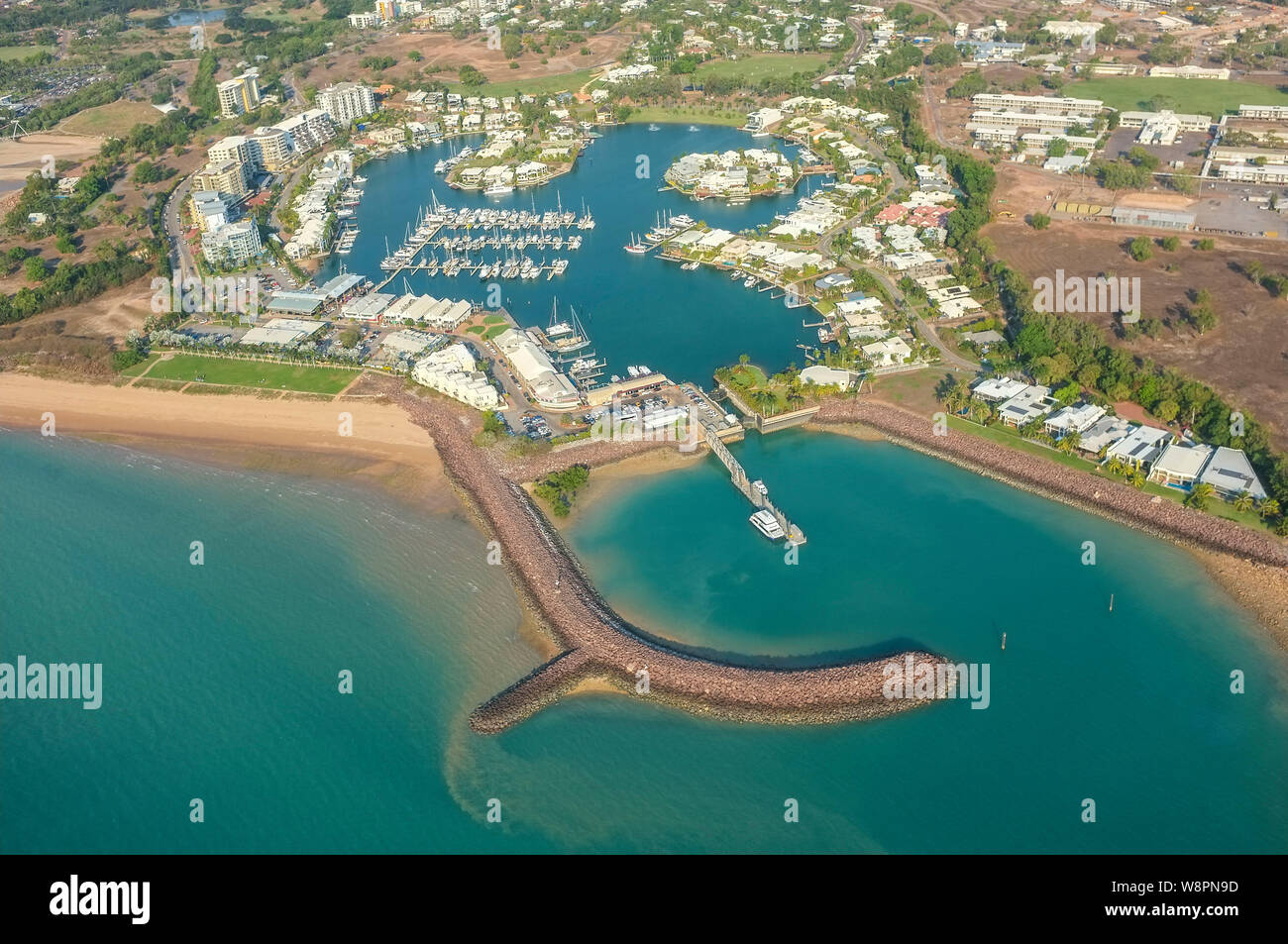 Luftaufnahme der Cullen Bay Marina, Darwin, Northern Territory, Australien. Stockfoto